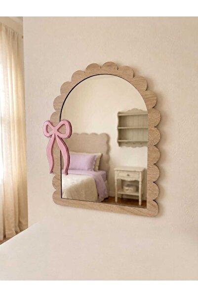 mdmetadesign Fiyonk Desenli Ahşap Ayna (MDF)