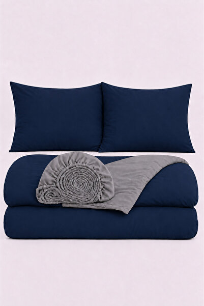 İQON Elastic Sheet Duvet Cover Set Double Size Outlt Lcvrt-Gr