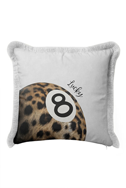Evimde Bambaşka Leopard Print Stylish Decorative Fringed Pillow Cover - Safar...