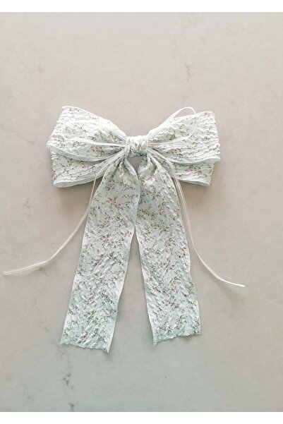 Halley Concept Vintage Mint Floral Patterned Bow Automatic Buckle 16X22 cm
