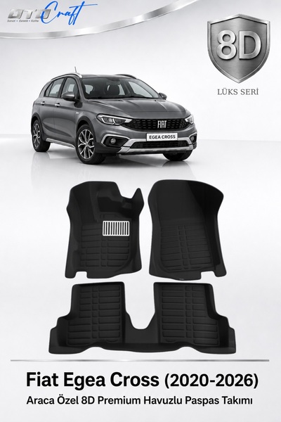 OTOCRAFT Fiat Egea Cross 2020-2026 Araca Özel 8D Havuzlu Oto Paspas Takımı Si...