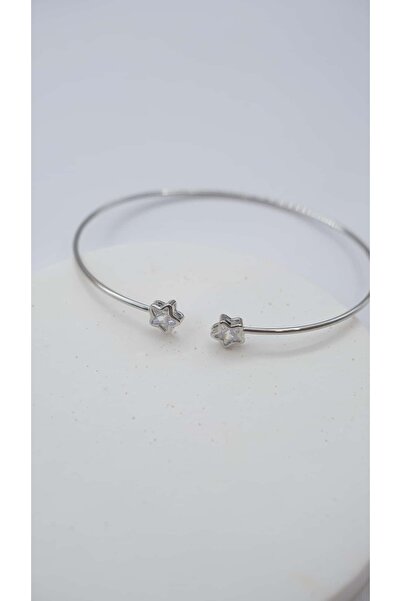 Jerie Star Stone Detail Thin Cuff Bracelet