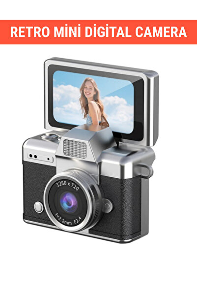 RAYLAX Dijital Kamera Mini Retro Ekranlı 1080 P HD 1,47 Inç Döndürülebilir Ek...