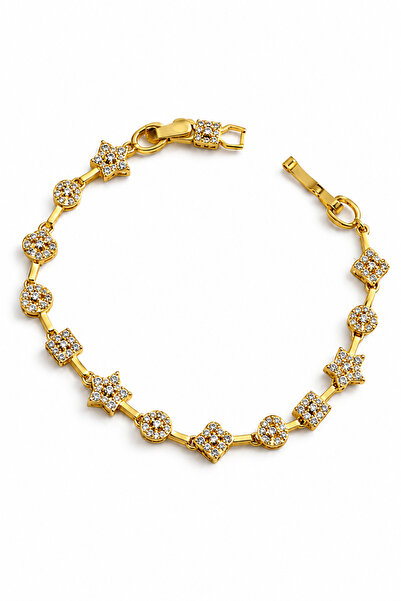 Haziran Accessory, Steel & Xuping Bracelet with Flower-Like Star-Shaped Stones