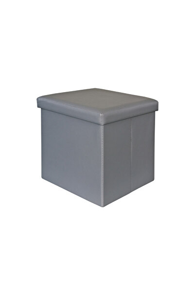 Target Home Σκαμπό-πουφ με αποθηκευτικό χώρο PU γκρι 38x38x38εκ.