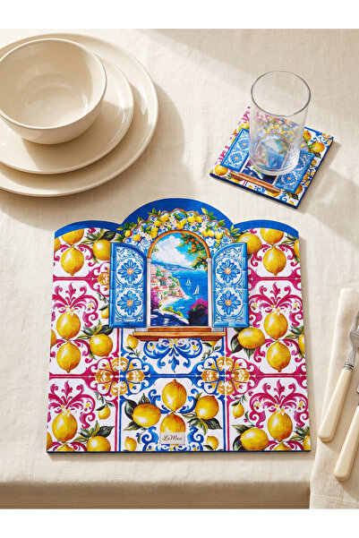 LAMUA HOME Amalfi Limon ve Pencere Desenli 2’li Amerikan Servis ve 2’li Barda...
