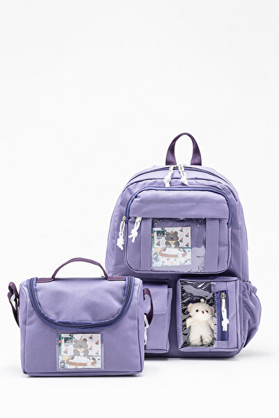 WANDER BAG Kawaii Teddy Bear Design 2-Piece School Bag Set - Backpack and Lun...