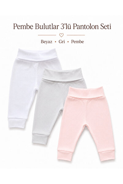 FYB 3-Piece Baby Girl Pants Set with Lycra Ribbed Elastic Waist and Cuffed Legs