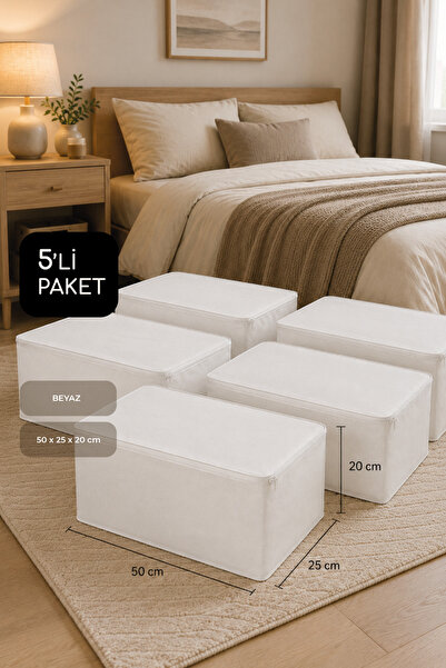 Vedsey Set of 5 50×25×20 cm Medium Size Clothing Organizer Bins – under Bed &...