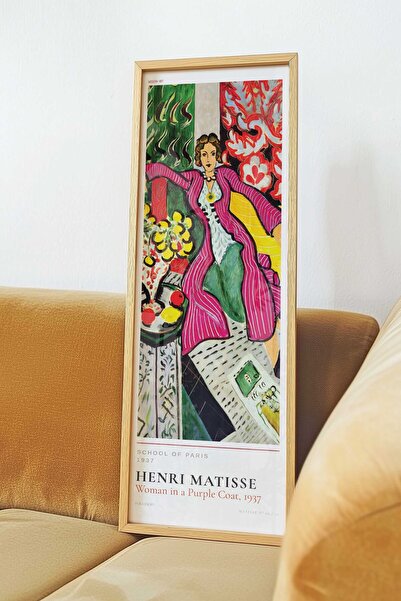 Buka Shops Henri Matisse Mor Paltolu Kadın Tablosu – Renkli Modern Klasik Dik...