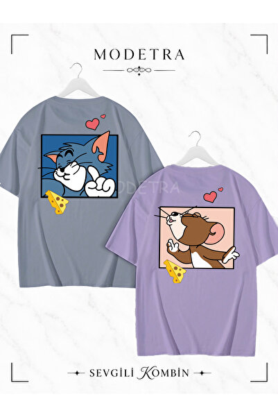 Modetra Women Men Unisex Tom and Jerry Square Back Printed Lover Couple Combi...