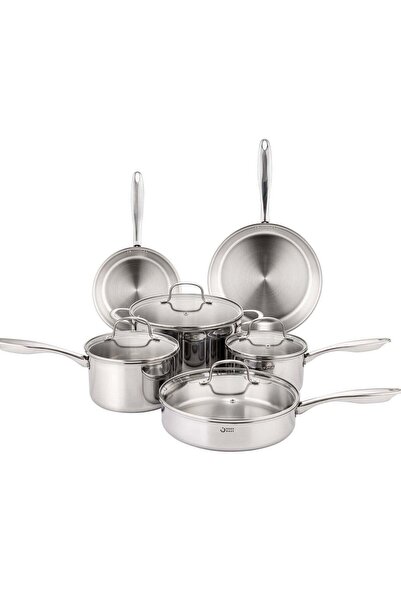 Noon East 10 Piece Triply Stainless Steel Cookware Set, set includes 1x16cm S...