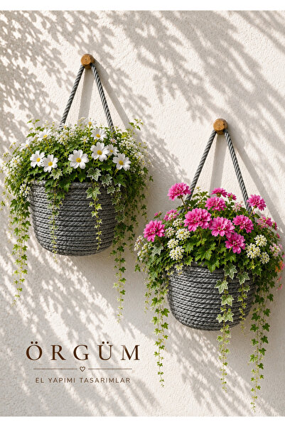 ÖRGÜM Basket Wicker Look Bohemian 2-Piece Mini Basket