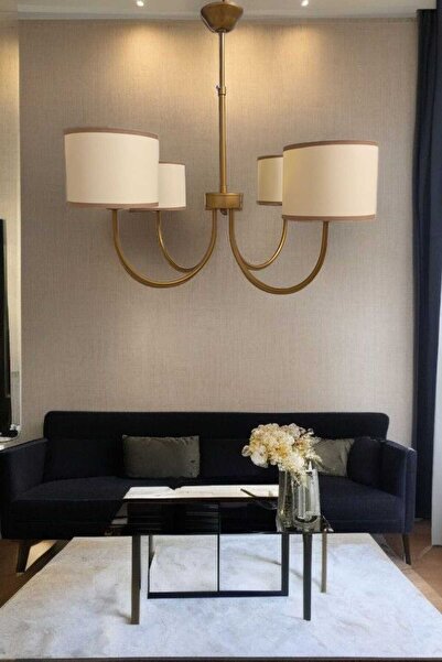 BSA LIGHTING ENDA 4'LÜ ESKİTME MODERN AVİZE ( KREM SİLİNDİR ABAJUR)