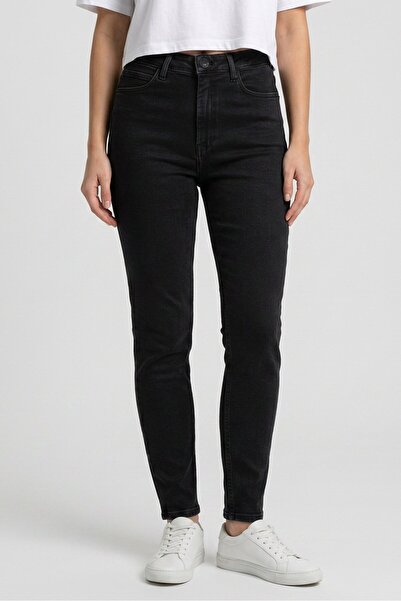 Lee Women Skinny Fit High Waist Plain Denim Jeans, Black
