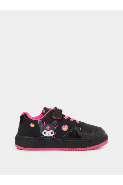 Styli Girls Kuromi Black Hook and Loop Sneakers
