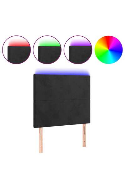 vidaxl Tăblie de pat cu LED, negru, 80x5x118/128 cm, catifea