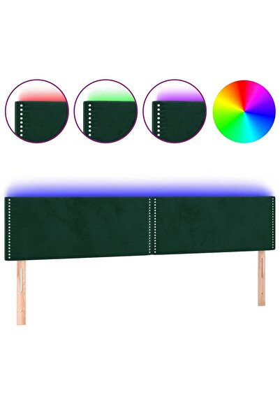 vidaxl Tăblie de pat cu LED, verde închis, 180x5x78/88 cm, catifea