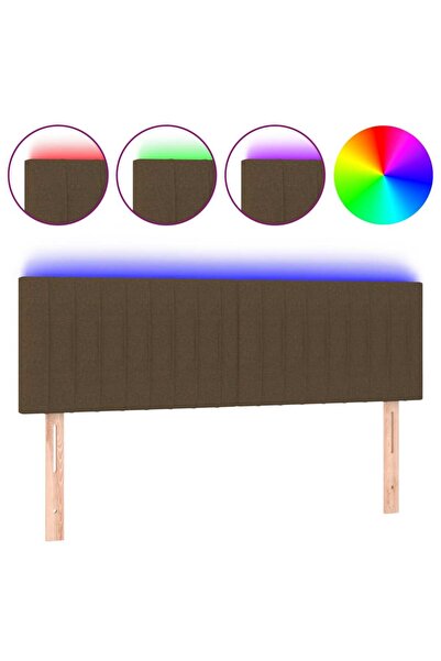vidaxl Tăblie de pat cu LED, maro închis, 144x5x78/88 cm, textil