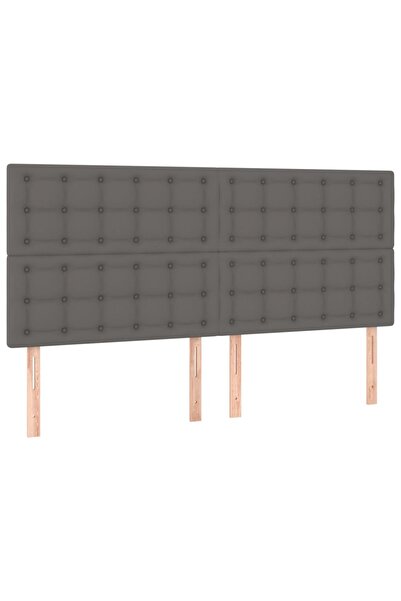 vidaxl Tăblie de pat gri 160x5x118/128 cm piele ecologică