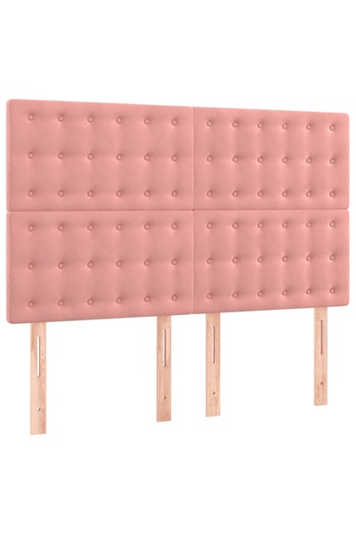 vidaxl Tăblie de pat roz 144x5x118/128 cm catifea