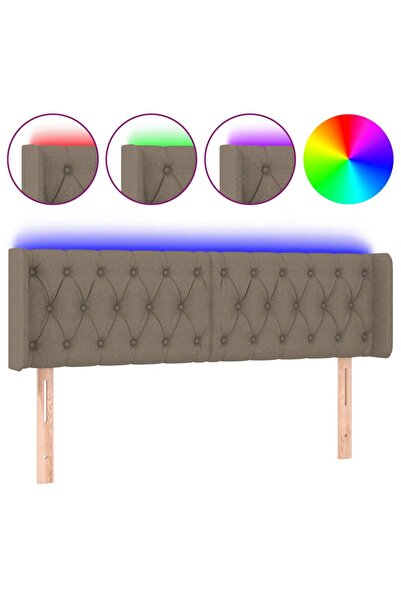 vidaxl Tăblie de pat cu LED, gri taupe, 163x16x78/88 cm, textil