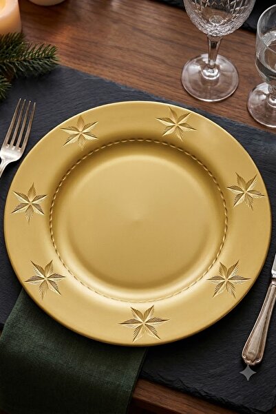 DECOSTYLE Carved Decor Gold Plated Plate 31 cm 1 Piece