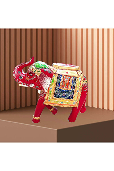 Al Athar Arts Wooden Elephant With Hand Painted For Home Decoration(L:26''xD:...