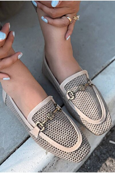 I Love Shoes Raviel Beige Knitwear Knitted Women's Loafer