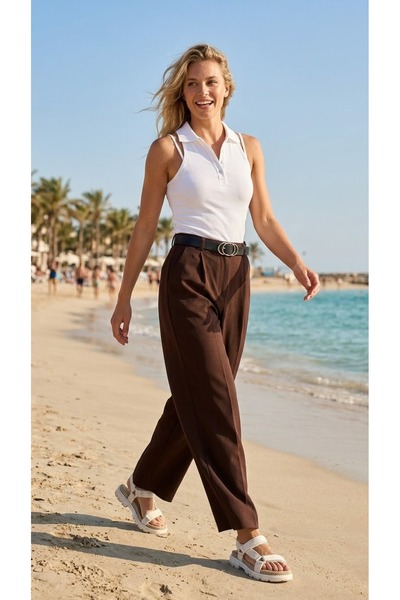 melisa as moda geniş kumaş pantolun