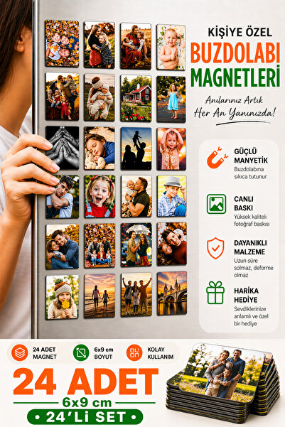 UĞURLU BİR BÖCEK Kişiye Özel 24 Adet Fotoğraf Baskılı Buzdolabı Magneti 6x9 c...
