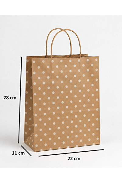 NovaHediyelik 20 adet puantiyeli kağıt çanta - 28 cm boy - 22 cm en - 11 cm k...