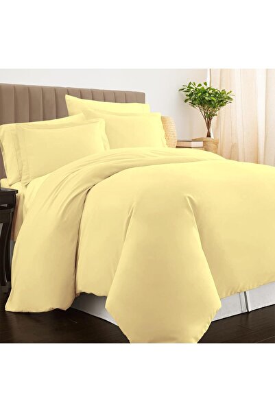 PIZUNA Luxury 100% Cotton Double Duvet Cover Set 200x200 cm Mellow Yellow, 80...