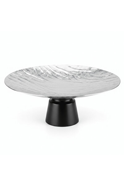 AKDC Luhpar Black Wooden Footed Wave Textured Aluminum Candy Tray - 13×33 cm