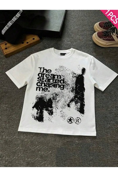 SVART WEAR تي شيرت Y2K Goth Esthetic Grunge مطبوع برقبة دائرية 100% قطن بأكما...