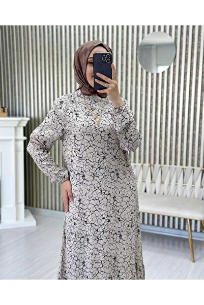 Moda Krash فستان من الفيسكون بتصميم متموج وتنورة منقوشة