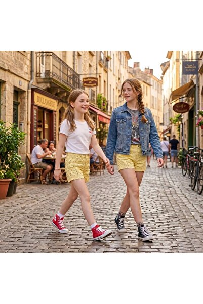 Ede Tekstil Jeans Sari Black Spotted Girls' Denim Shorts