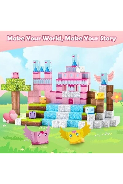 ETOY Set de constructie magnetic creativ pentru copii, cu cuburi multicolore ...