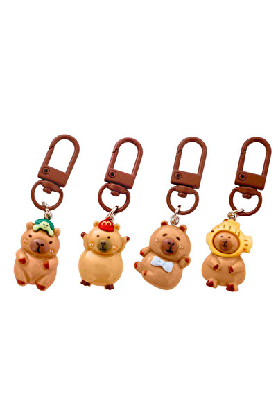 LEAN Set de 4 brelocuri mini capibara, 3 cm, multicolor, 27554
