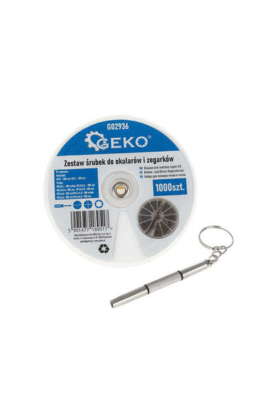 GEKO Set de șuruburi pentru ochelari și ceasuri, 1000 de bucăți, G02936