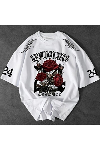 bellanova Unisex πολύχρωμο μπλουζάκι με στάμπα Oversize Streetwear Άνετη εφαρ...