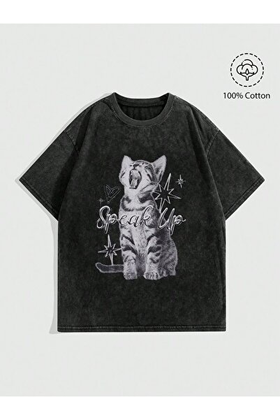 bellanova Unisex πολύχρωμο μπλουζάκι με στάμπα Oversize Streetwear Άνετη εφαρ...