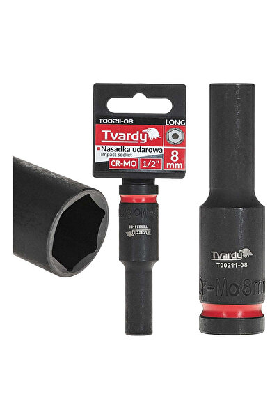 Tvardy Cheie tubulară lungă de impact cu 6 puncte 1/2 ", 8 mm, Cr-Mo, T00211-08