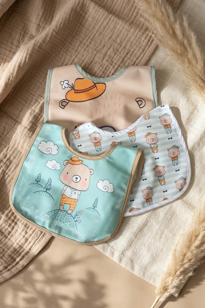 eco port Little Gentleman Series 3-Piece Luxury Cotton Baby Bib - Mint Green ...