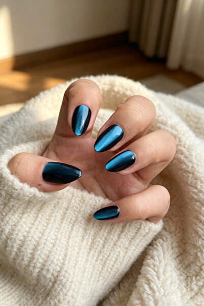 Easy Beauty Kedi Gözü LARGE Takma Tırnak Kısa Badem MY13 Takma Tırnak 10 Adet