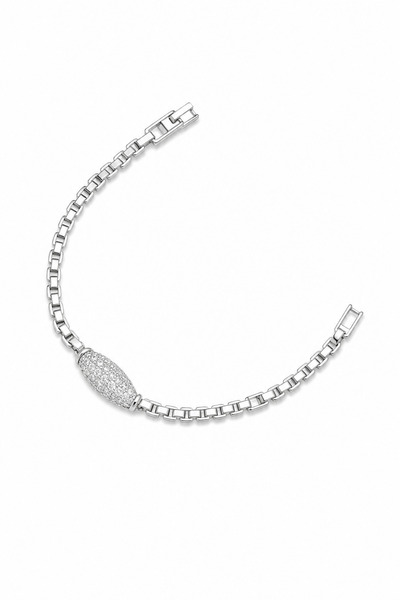 Balenbi Jewelry Silver Color Oval Zircon Stone Detailed Stainless Steel Women...