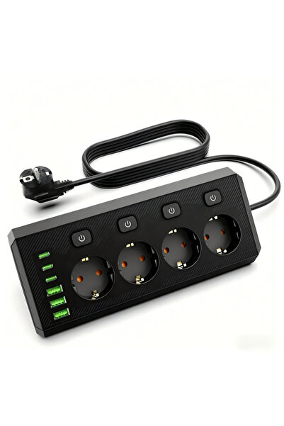 Choice EU Plug Black EU Desktop Corner Power Strip Multi Plug Outlet With Ind...