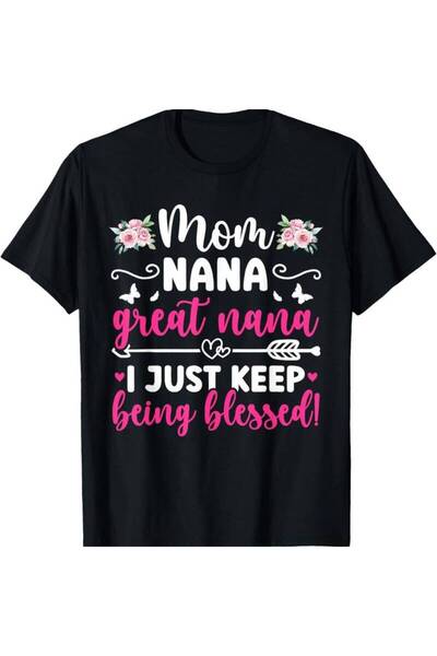 KYMC07 تي شيرت نسائي بقصة مريحة بطبعة "Mom Great Nana Keep Getting Blessed" -...