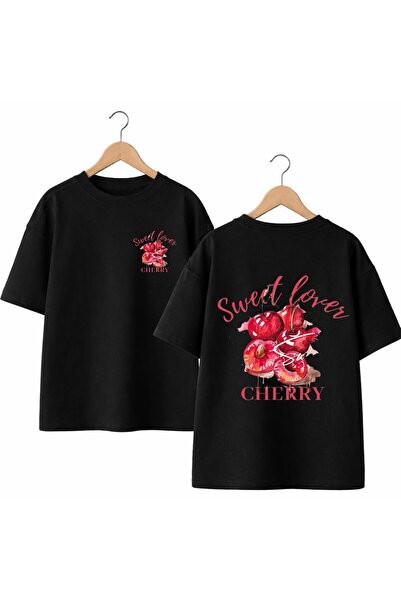 playwear Sweet Loves Cherry Printed Back and Front Chest 100% Cotton Oversize...