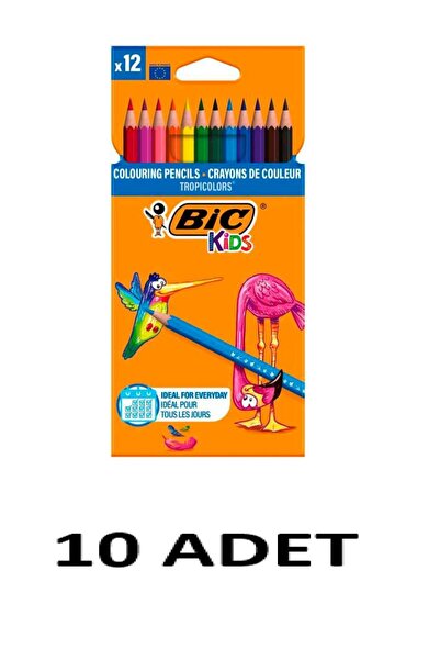 Bic 10 Pieces Tropicolors Dry Crayons 12 Colors